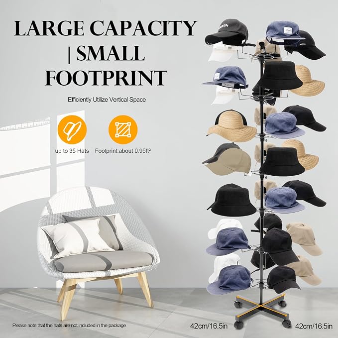 7-Tier Rotating Iron Hat Rack - Image 3