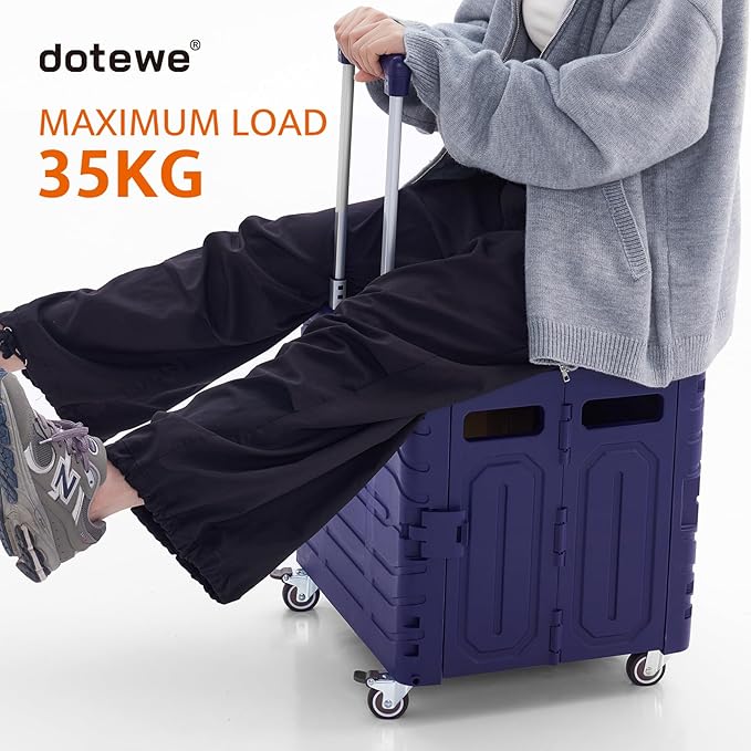 Folding Utility Cart Portable Rolling Crate Handcart Foldable Shopping Trolley - Image 2