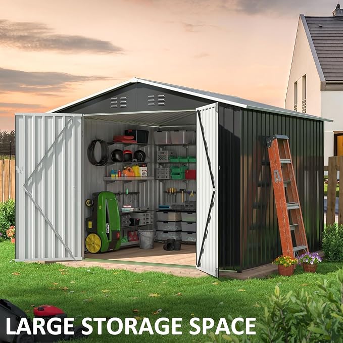 Polar Aurora 8x8 FT Outdoor Storage Shed, Metal Garden Shed - Image 3
