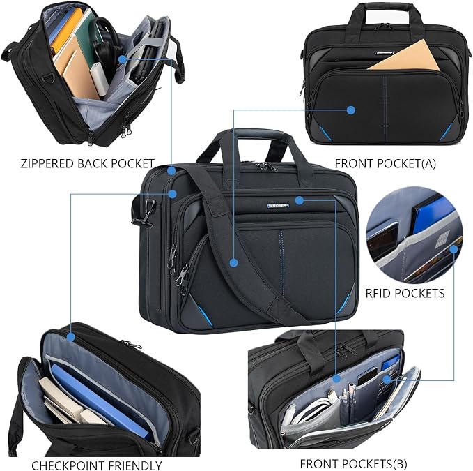 KROSER Laptop Bag 17.3 Inch Premium Laptop Briefcase, Expandable Laptop - Image 5