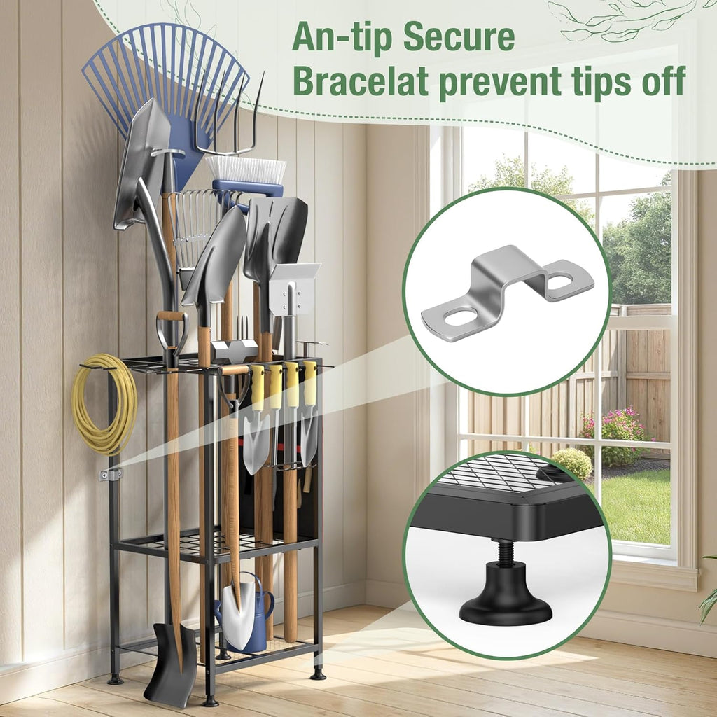 Garden Tool Organizer,Metal Yard Tool Organizer,Holds 50 Long-Handled