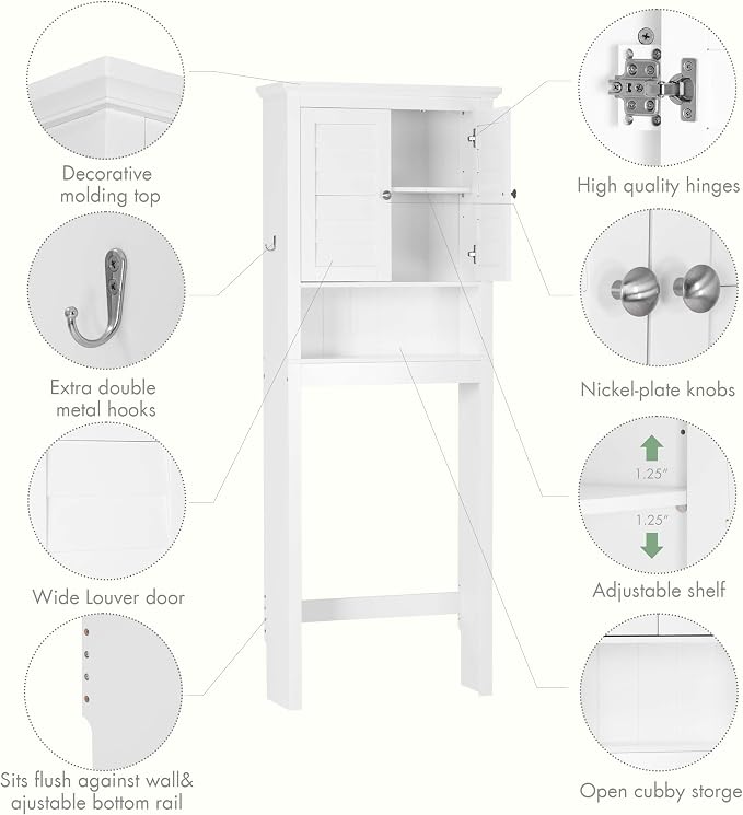 Spirich Over The Toilet Storage Cabinet, Space-Saving Above Toilet Bathroom - Image 4