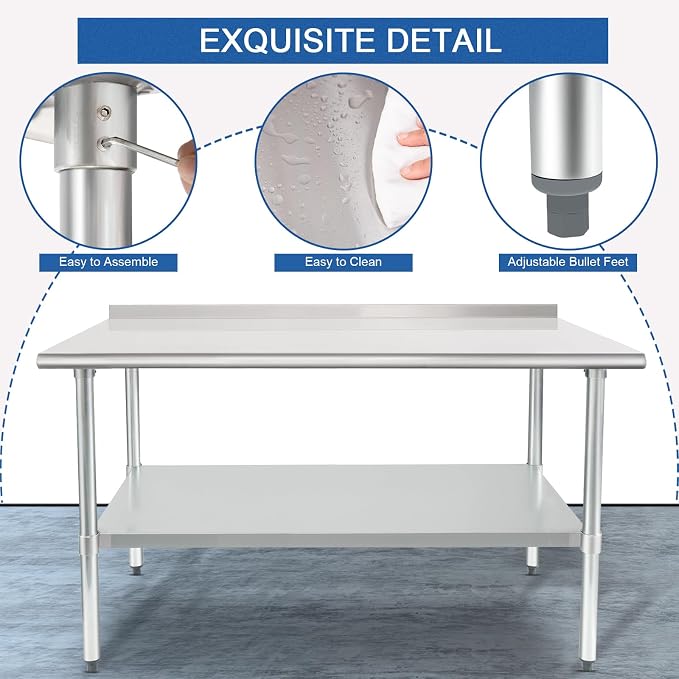 HARDURA Stainless Steel Prep & Work Table 30 x 60 Inches NSF Heavy Duty - Image 4