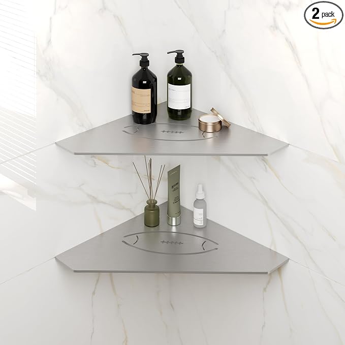 FerdY 2-Pack 10" Brushed Nickel Recessed Corner Shower Shelf, by FerdY