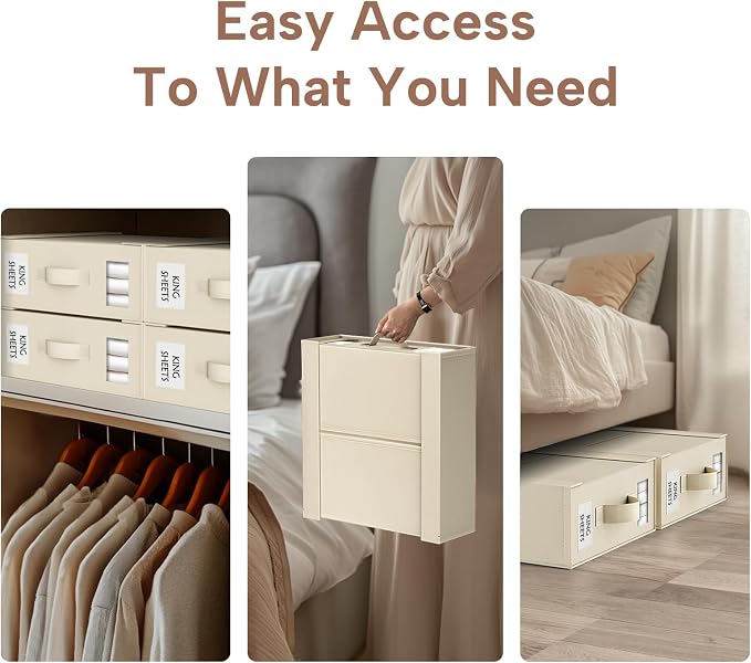 Criusia Bed Sheet Organizers and Storage, 6 Pack Foldable Linen Closet - Image 6