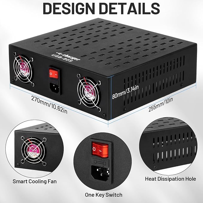 Multiple USB Charging Station, MIXILIN 80 Ports 800W Fast Charger Station - Image 8