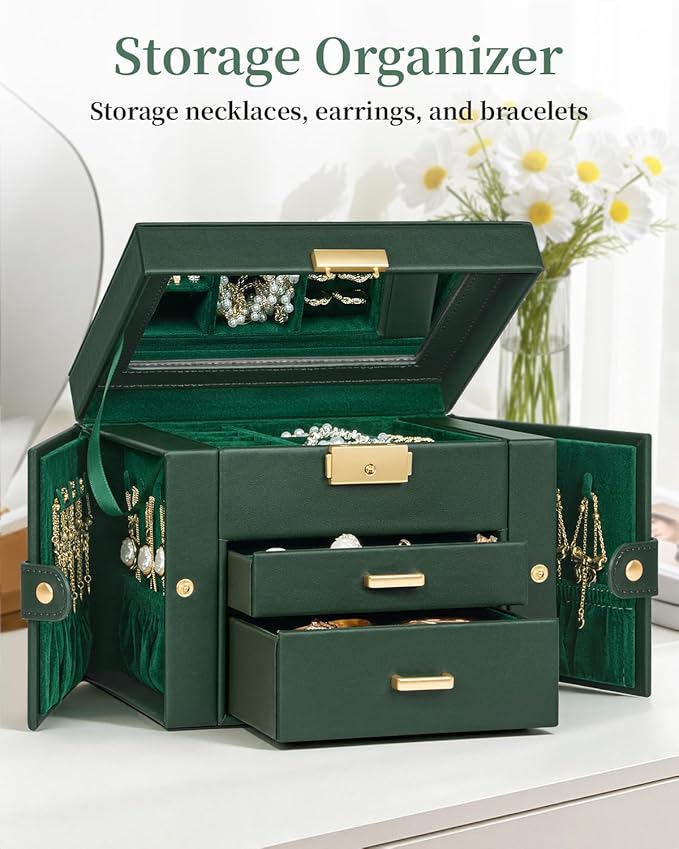 TORIBIO Jewelry Box for Women, Leather Jewelry Organizer - Image 3