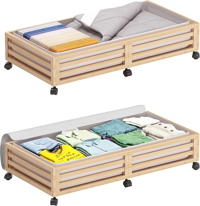 Bamboo Under Bed Storage Containers- Underbed Organizer - Image 8
