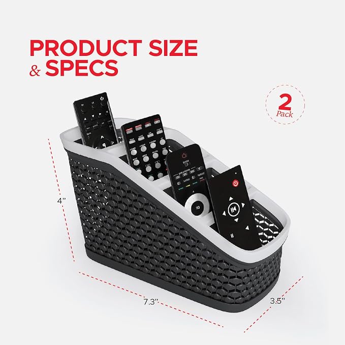 Remote Control Holder Remote Caddy, TV Remote Control Organizer, 4 Compartment - Image 3