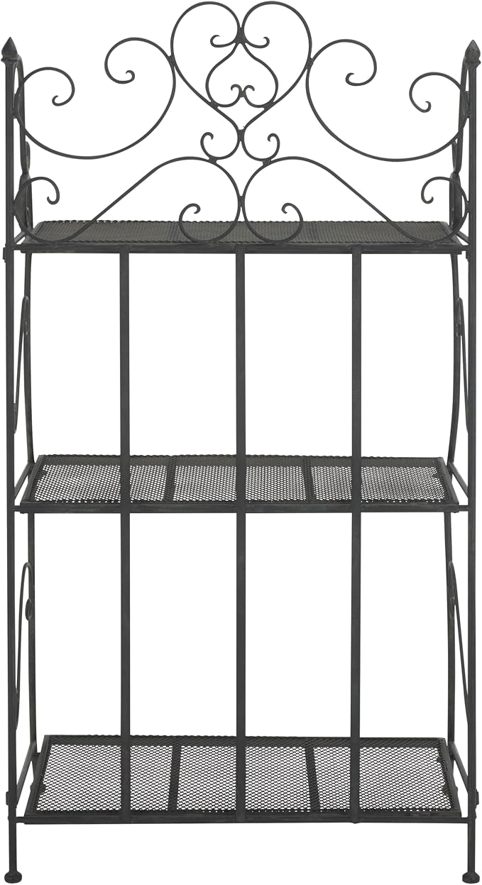 SAFAVIEH Outdoor Collection Torus Victorian Scroll Antique Black 3-Tier Shelf - Image 5