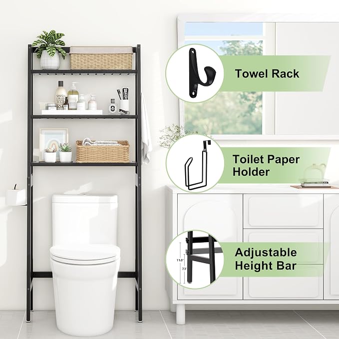 MallKing Over The Toilet Storage, Wooden 3-Tier Over-The-Toilet Rack Bathroom - Image 5