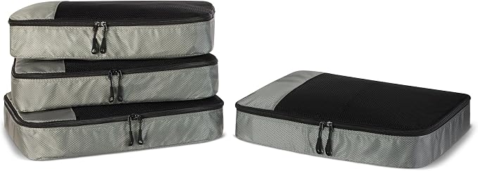 Amazon Essentials 4-Piece Packing Cubes Travel Accessories Set, Luggage by AmazonEssentials