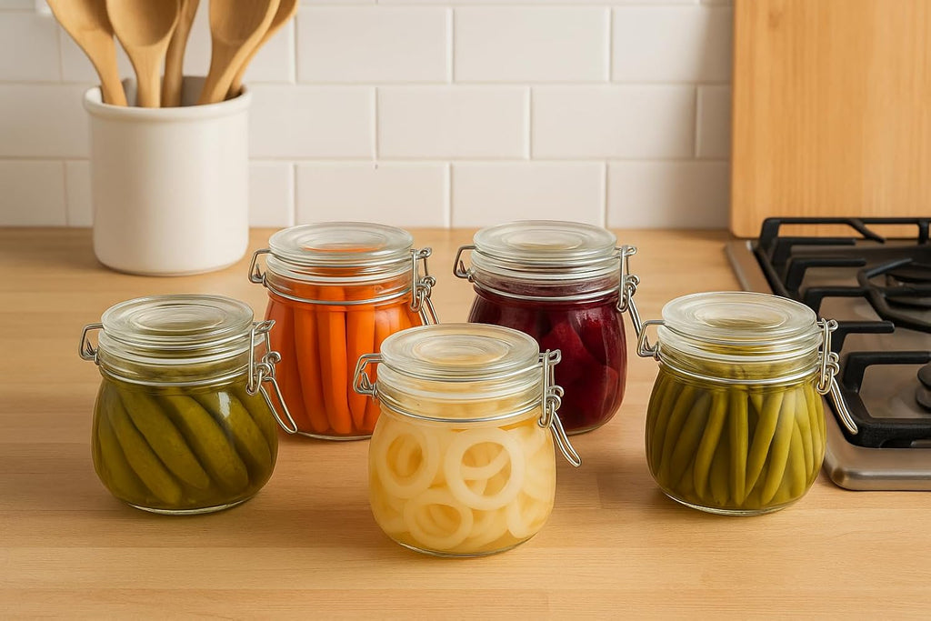 17oz Airtight Glass Jar with Lid, 6 Pack Clamp Lid Glass Storage Jars