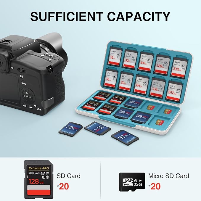 HEIYING Memory Card Case for SD/TF Cards, Portable SD Card Holder Storage Case - Image 2
