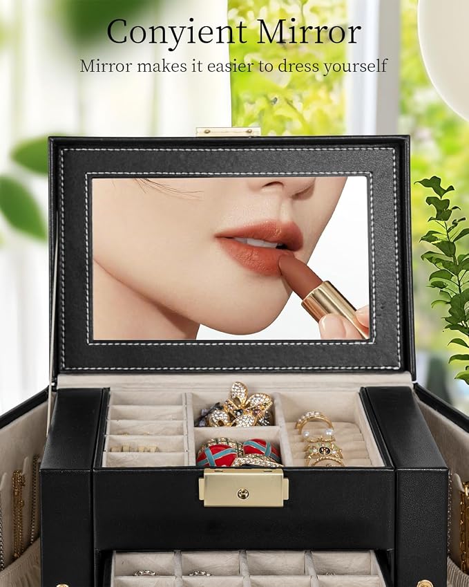 TORIBIO Jewelry Box for Women, Leather Jewelry Organizer - Image 7