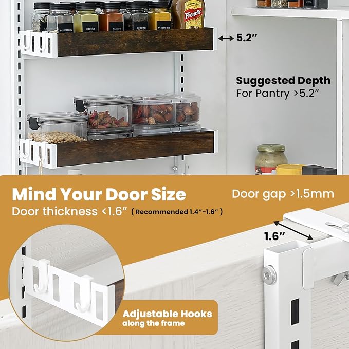 Over-The-Door Organizer – 6-Tier Wooden Pantry Storage Shelf - Image 3