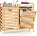 Giantex Tilt Out Laundry Hamper, 20 Gal Bamboo Laundry Storage Cabinet by Giantex
