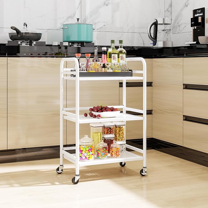 HDANI 3 Tier Rolling Cart, Heavy Duty Multifunctional Metal Frame-Supports 22 - Image 4