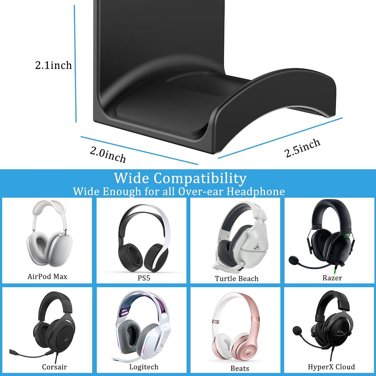 Headphone Stand Headset Holder - Adhesive Gaming Earphones Hanger