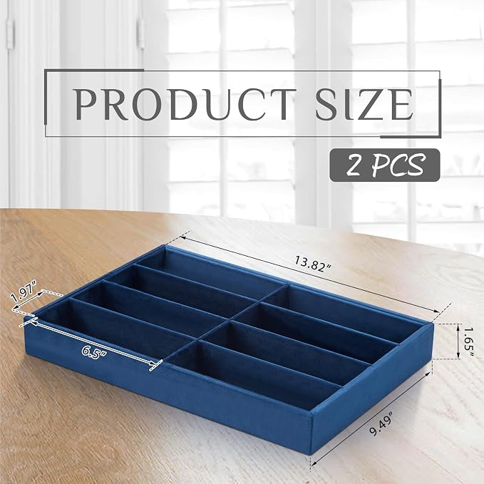 Amylove 2 Pcs Sunglass Organizer Trays Glasses Stackable Jewelry Trays Sunglass - Image 2