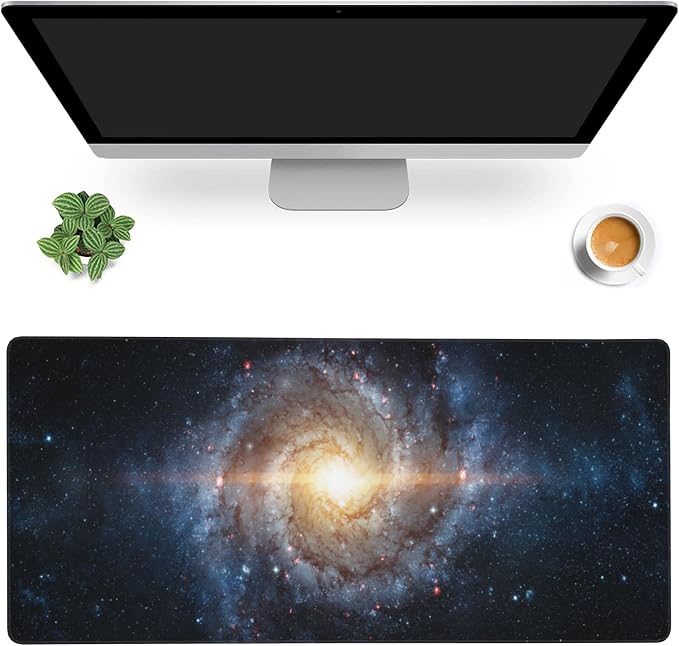 Desk Mat, Spiral Galaxy and Stars Gaming Mouse Pad, XXL Extended Mouse Pad Mat by MIOAOSRT