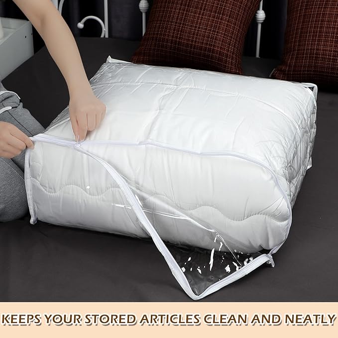 6 Packs Clear Zippered Storage Bags Sweater Moth Bags Plastic Storage - Image 4