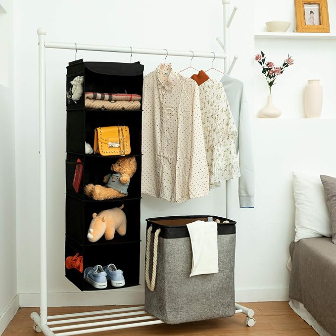2 Pack Hanging Closet Organizer, 5 Shelves Hanging Storage - Image 2