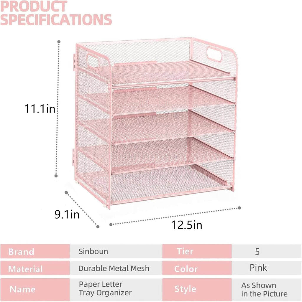 Letter Tray Paper Organizer 5-Tier Desk Organizer File Organizer Paper