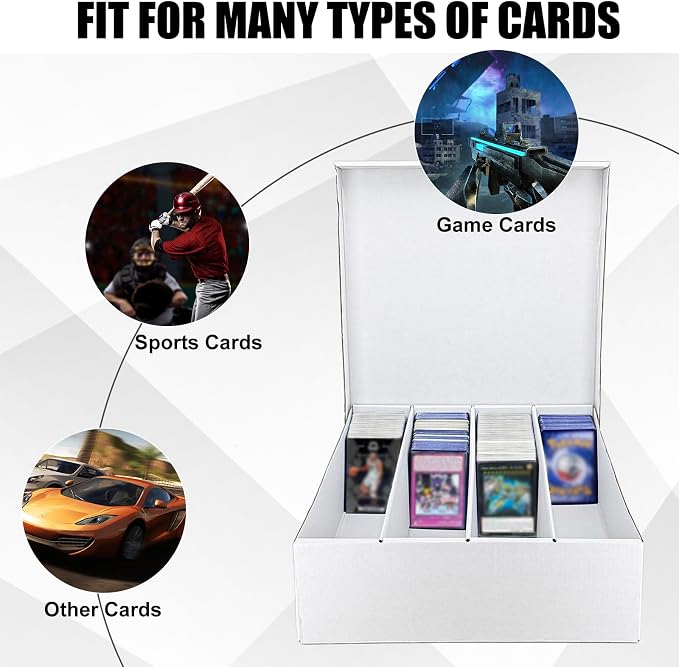 4 Row Trading Card Storage Box, 5 Pack 3200 Count White Cardboard Storage Box - Image 6