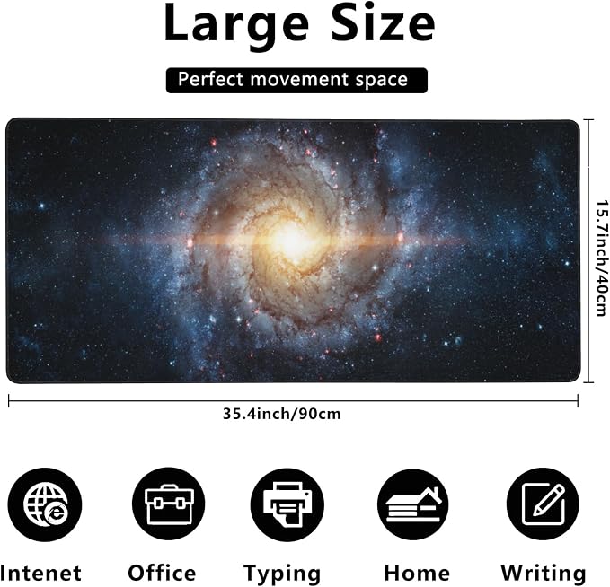Desk Mat, Spiral Galaxy and Stars Gaming Mouse Pad, XXL Extended Mouse Pad Mat - Image 3