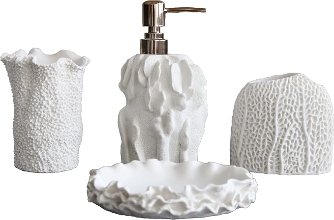 Hymmah Bathroom Accessories Set, Coral Seashell Design Toothbrush Holder by Hymmah