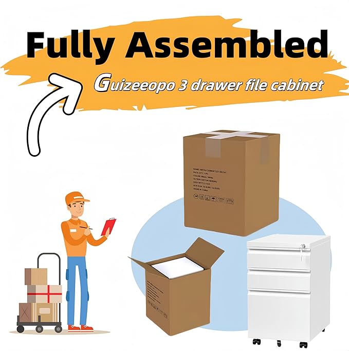 3 Drawer File Cabinet with Lock, File Cabinets - Image 4