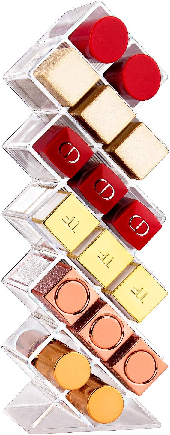 JessLab Acrylic Lipstick Organizer, 16 Slots Lip Gloss Holder Storage