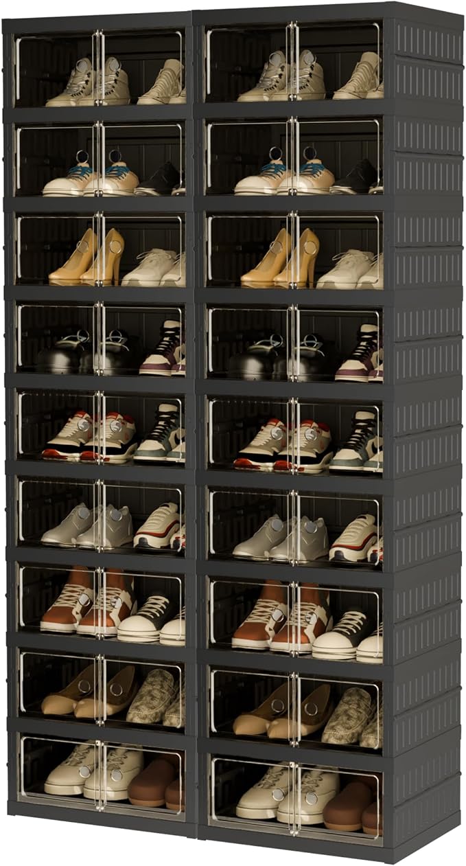 Foldable Shoe Organizer Storage Box Set of 2, Portable Extra Large Folding Shoe - Image 9