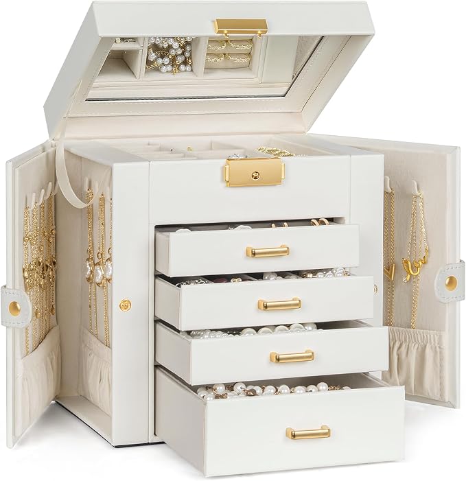 TORIBIO Jewelry Box for Women, Leather Jewelry Organizer by TORIBIO