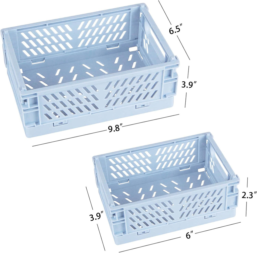 Tixill 2-Pack Mini Foldable Plastic Baskets for Organizing and