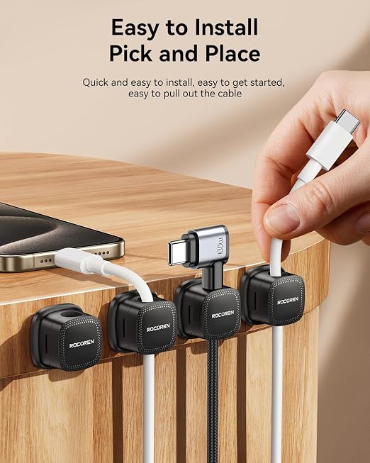 18 Pack Cable Management Cord Organizer, Magnetic Cable Clips-1s Lock, Rocoren - Image 5