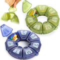 Round Weekly Pill Organizer, TPU Rubberized, Travel Pill Container 7 Day by YAKLIMPILLORGANIZER