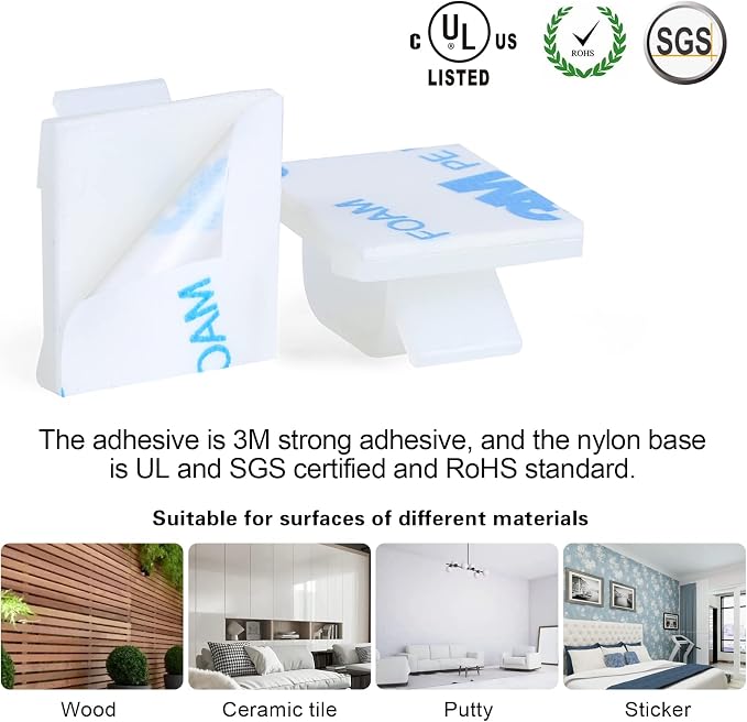 XHF 3/4” Adhesive Cable Wire Clips White 120pcs, Cable Staples Outdoor Cable - Image 3