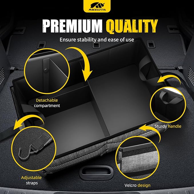 MIKKUPPA Car Trunk Organizer - 65L Collapsible Trunk Organizer - Image 4