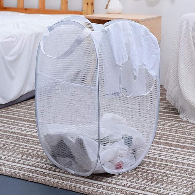 Larpur Popup Laundry Basket, Mesh Clothes Hamper Portable Laundry Hamper - Image 3