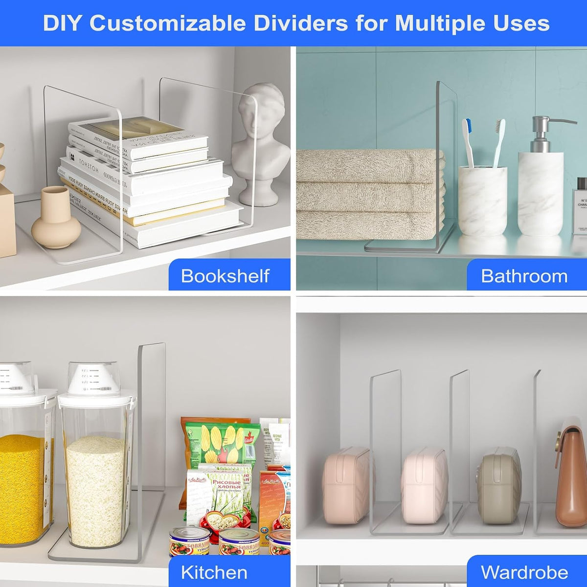 OKPOW Shelf Dividers Closet Organizer - 7.5" Tall X 11.8" Deep Acrylic
