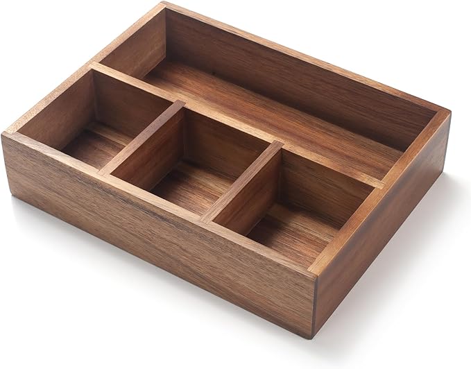 Tea Bag Holder, Acacia Wood Tea Bag Storage Organizer, Tea Candy Basket by XIMISISE