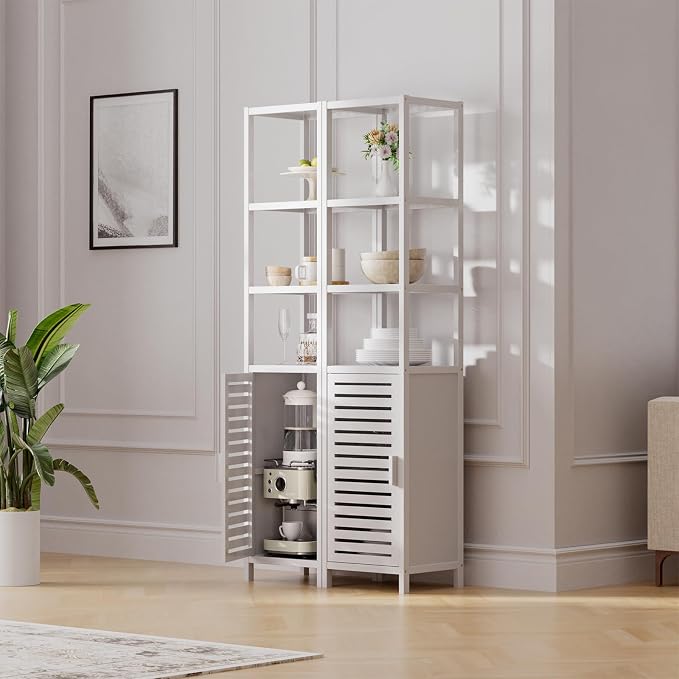 HITNET Bathroom Tall Cabinet, Floor Standing Bamboo Storage Cabinet - Image 4