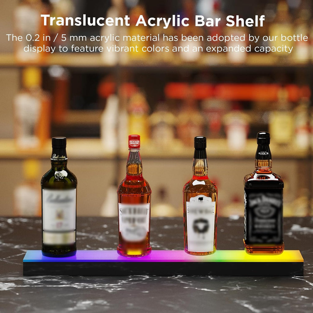 Dethan 1 Tier 24 Inch LED Lighted Liquor Bottle Display Shelf - Wine