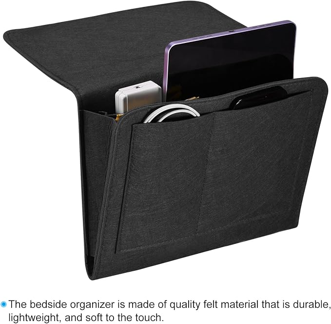 PATIKIL 11in Bedside Caddy, Bed Caddy Bedside Organizer Hanging 5 Pocket Soft - Image 4