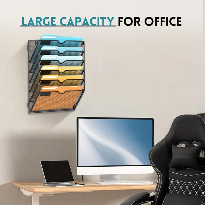 SUPEASY 6-Tier Wall File Organizer Mesh Office Mail Holder, Hanging Wall - Image 6