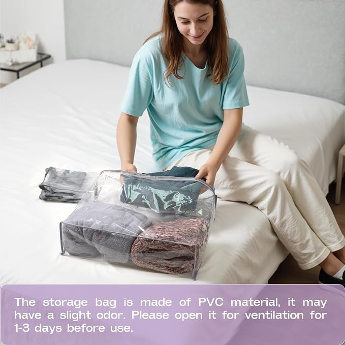 10 Pack Clear Storage Bags for Clothes, 22L Blanket Storage Bags, Under Bed - Image 8