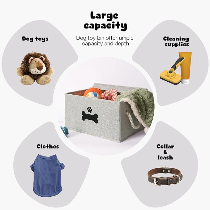 Dog Toy Basket with Lid, Dog Basket - Image 2