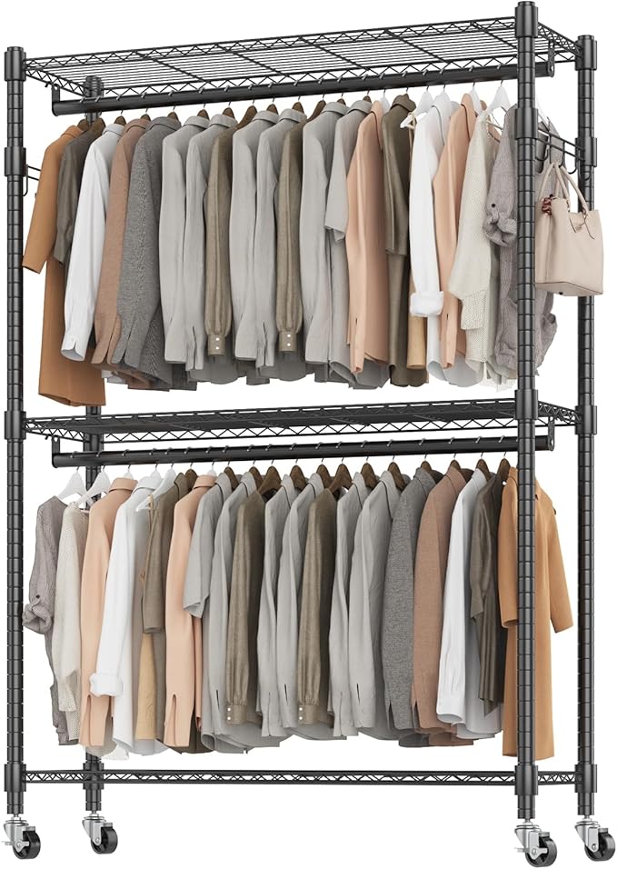 BATHWA Heavy Duty Garment Rack on Wheels, Rolling Clothes Racks - Image 7